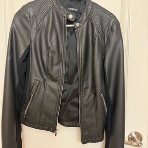 Express Women's Sleek Black Vegan Leather Jacket